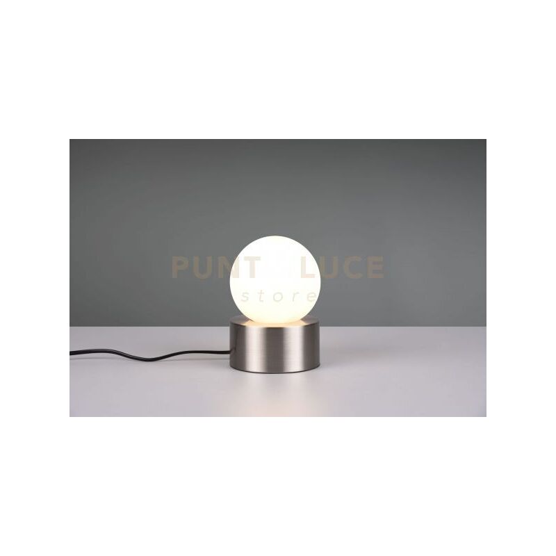 foto del prodotto countess lampada da tavolo base in metallo acciaio con vetro bianco accensione touch h. 17cm 1 luce attacco e14