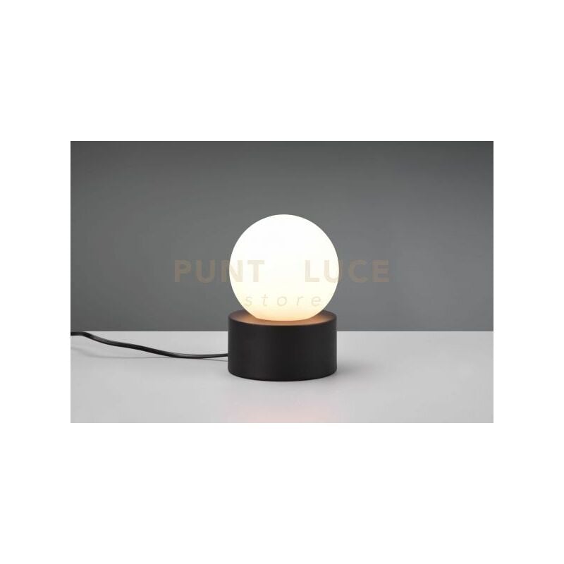 foto del prodotto countess lampada da tavolo base in metallo nero con vetro bianco accensione touch h. 17cm 1 luce attacco e14