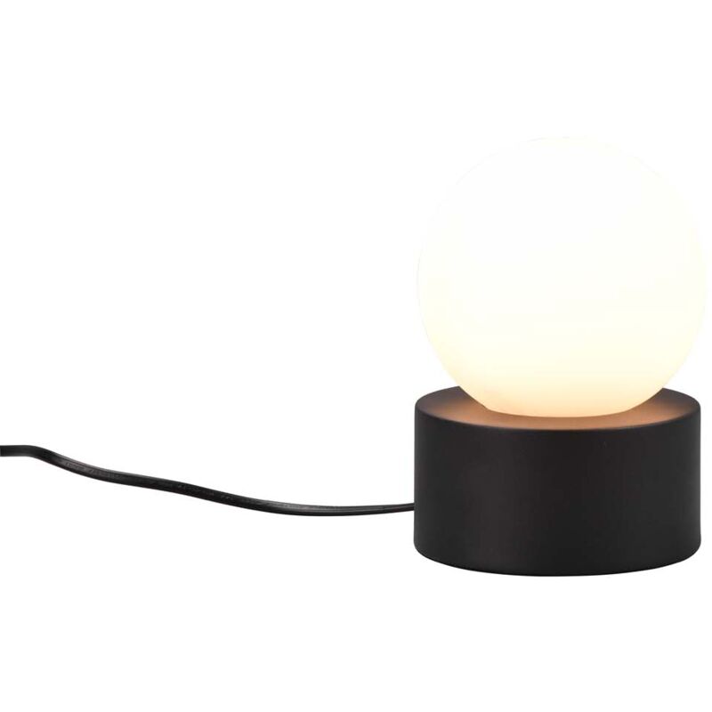 foto del prodotto countess lampada da tavolo base in metallo nero con vetro bianco accensione touch h. 17cm