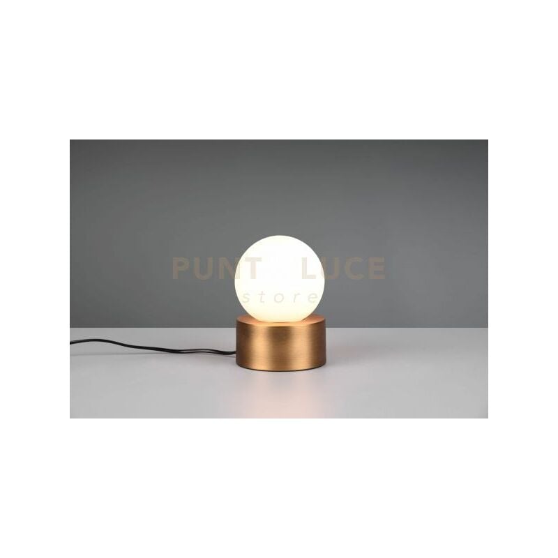 foto del prodotto countess lampada da tavolo base in metallo ottone anticato con vetro bianco accensione touch h. 17cm 1 luce attacco e14