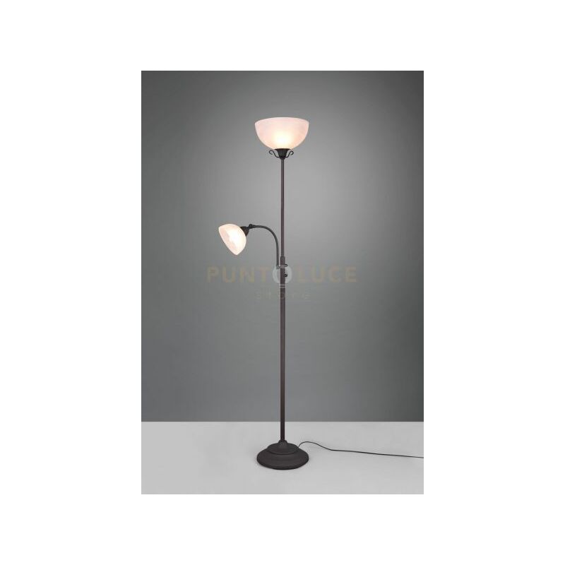 foto del prodotto country piantana con lampada lettura antic curva ve h.184cm 2 luci attacco e14 e27