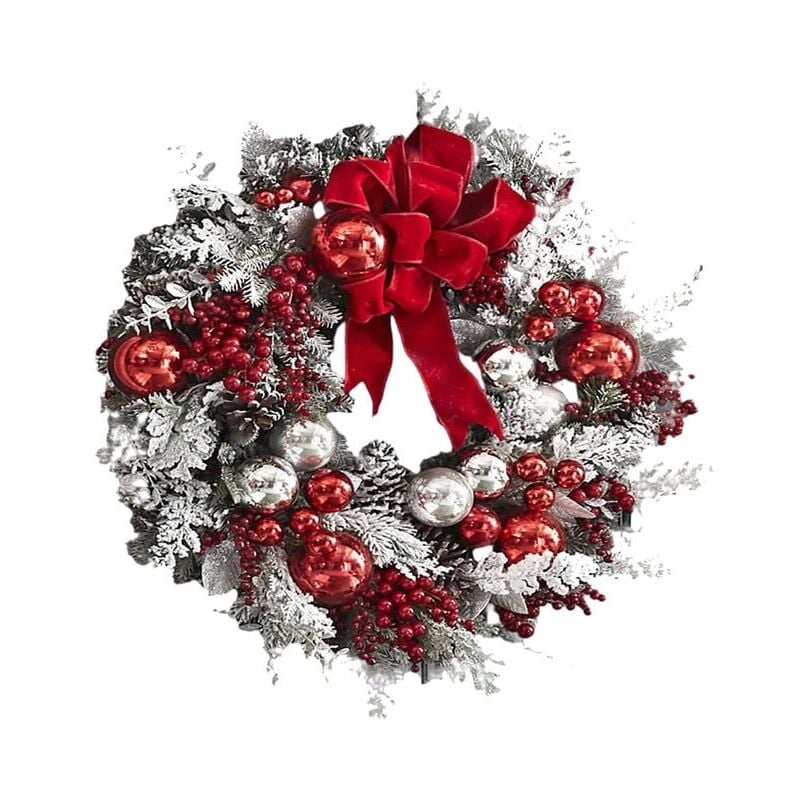 foto del prodotto couronne de no l artificielle de 35cm, couronne de no l ext rieure pour porte d entr e, d coration de joyeux no l pour f te de no l, ornements de