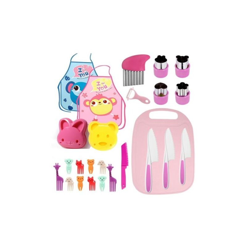 foto del prodotto couteaux de cuisine pour enfant, 25 pi ces couteaux de s curit pour enfants, plastique couteaux couteau en bois de s curit , sets de couteaux pour