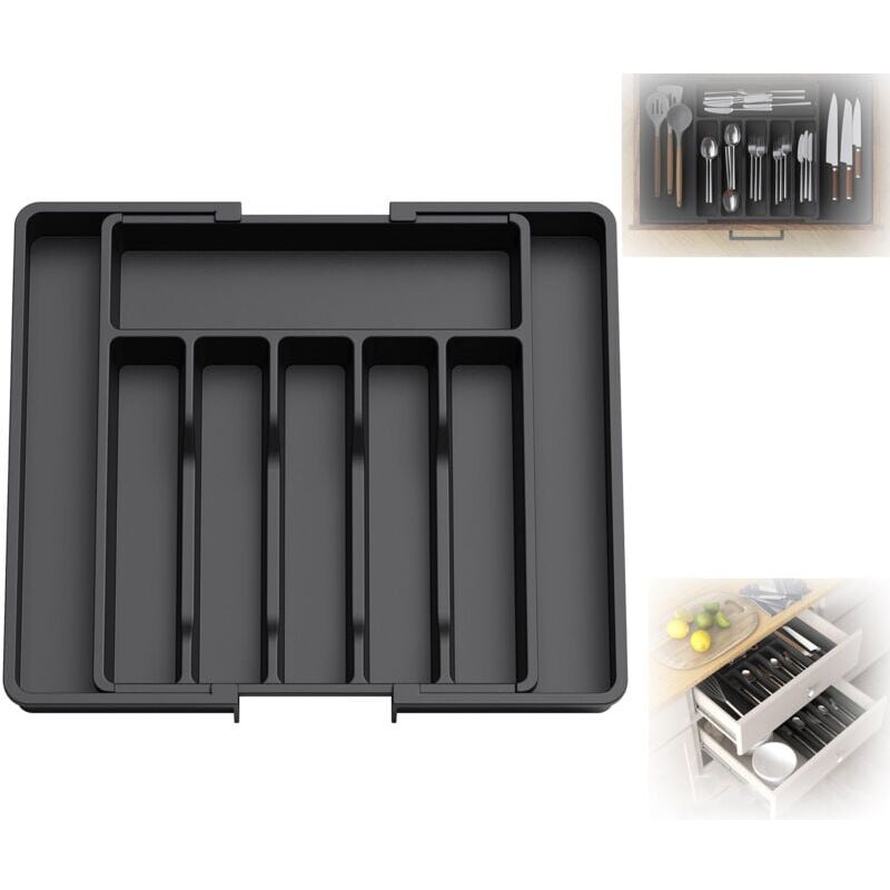 foto del prodotto couverts, plateau d ustensiles extensible pour tiroir, organisateur de tiroir r glable pour la cuisine, rangement compact en plastique pour contenir