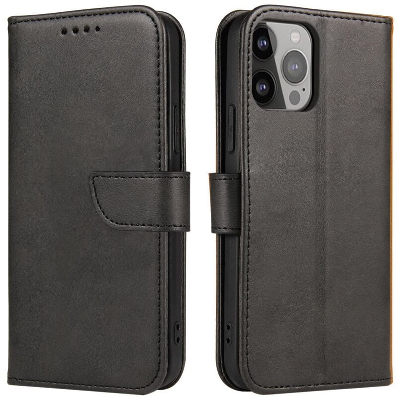 foto del prodotto cover con patta e portafoglio per xiaomi redmi 12 magnet case, nera