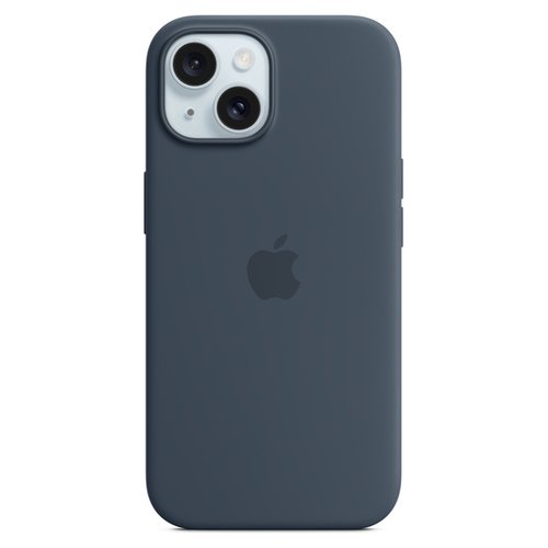 foto del prodotto cover iphone 15 silicone compatibile con magsafe storm blue