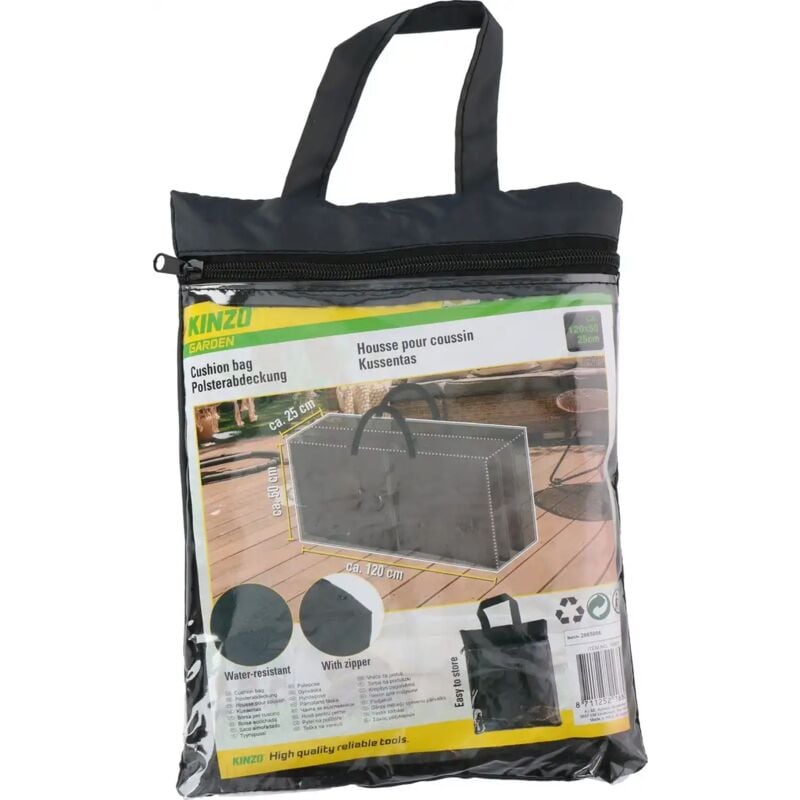 foto del prodotto cover kinzo custodia per cuscini da giardino in poliestere nero fino a 6 cuscini