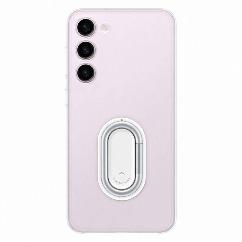 foto del prodotto cover trasparente gadget case per samsung galaxy s23 con supporto