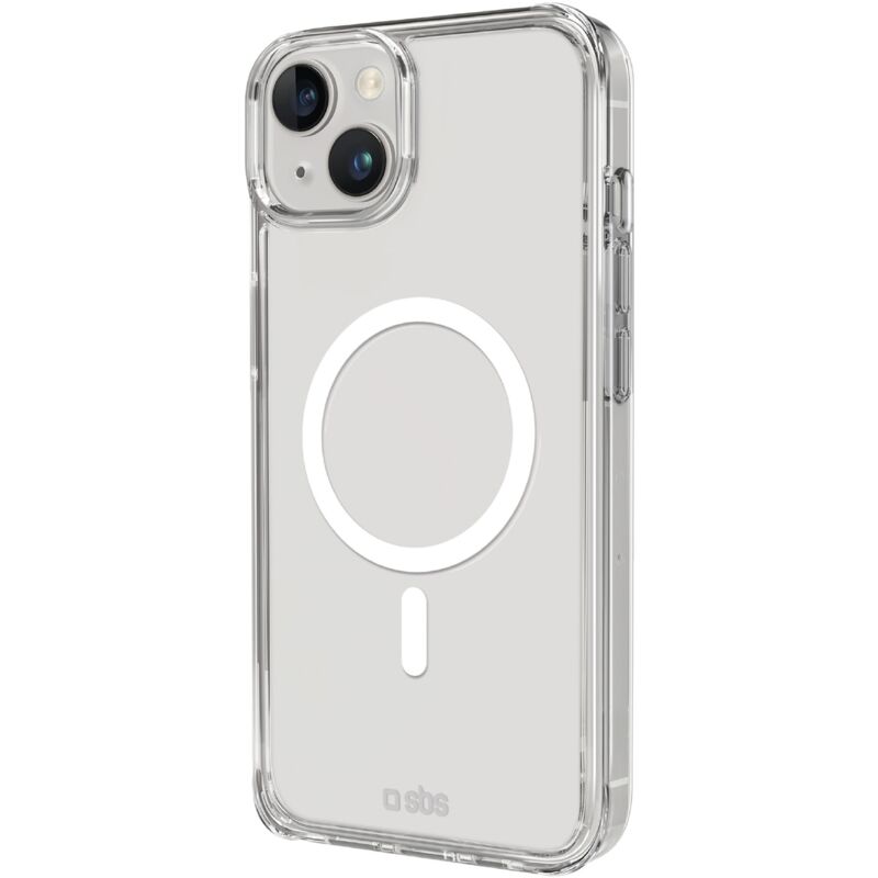 foto del prodotto cover trasparente rigida compatibile con ricarica magsafe per iphone 15 plus 14 plus