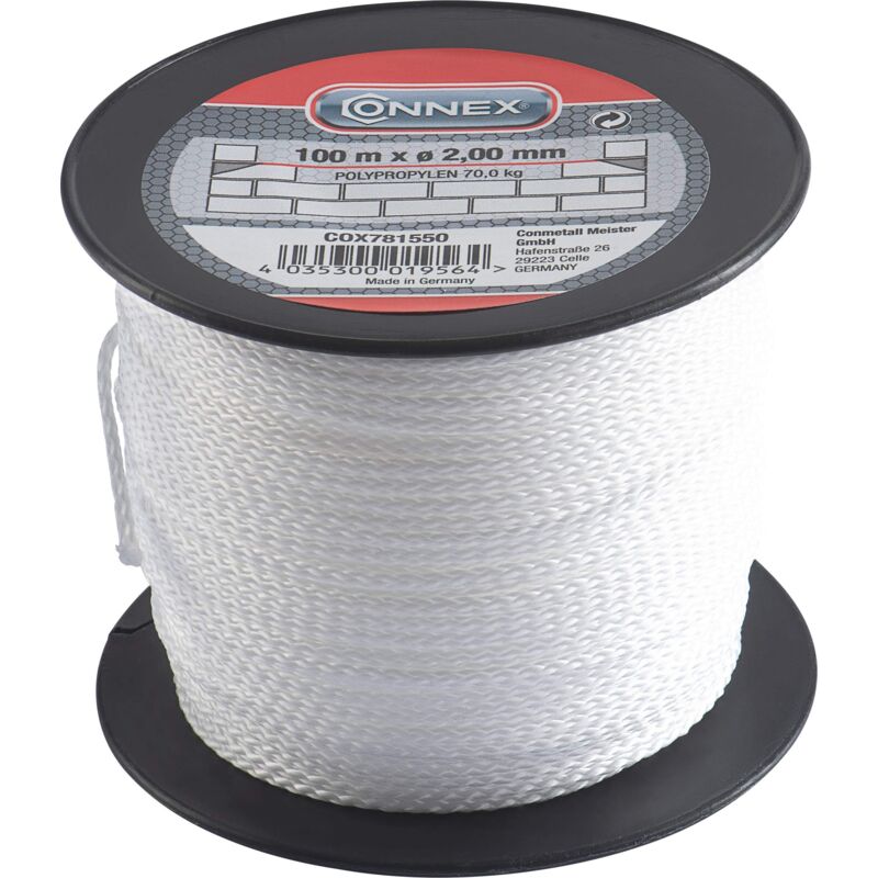foto del prodotto cox781550 cordino in polipropilene 100 m x diametro 2 mm, colore bianco connex