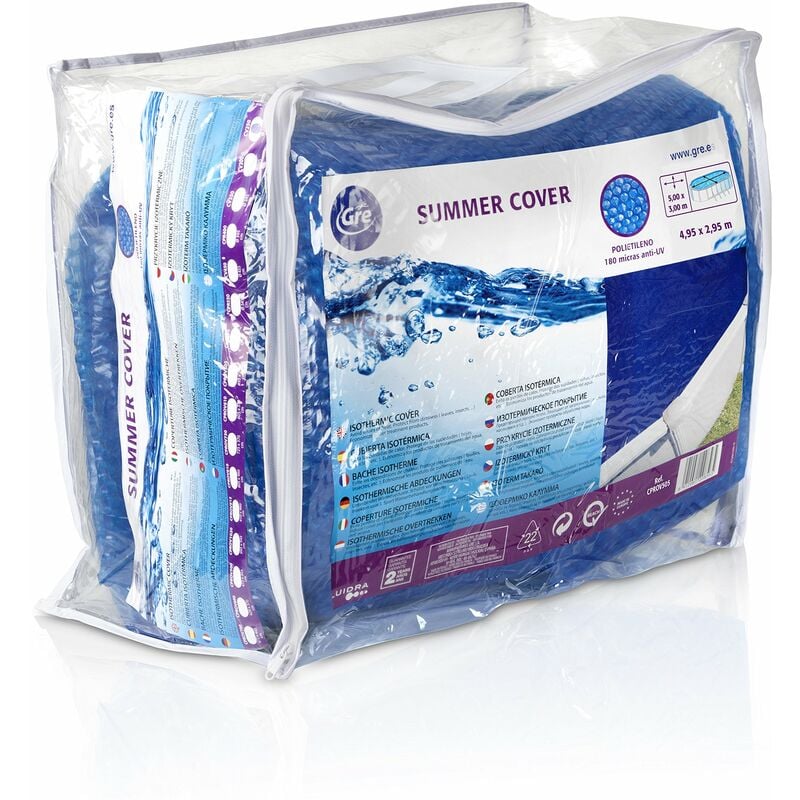 foto del prodotto cprov500 cobertor de verano para piscina en forma de ocho de 500 x 340 cms, color azul gre