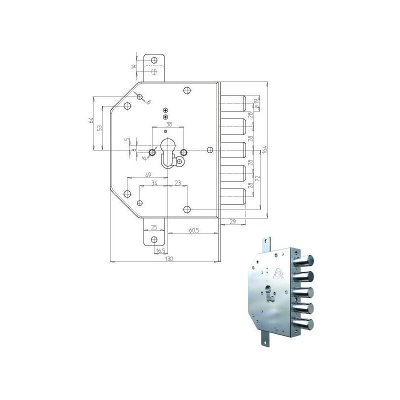 foto del prodotto cr serratura sic.triplice dx cil. 2105g 01