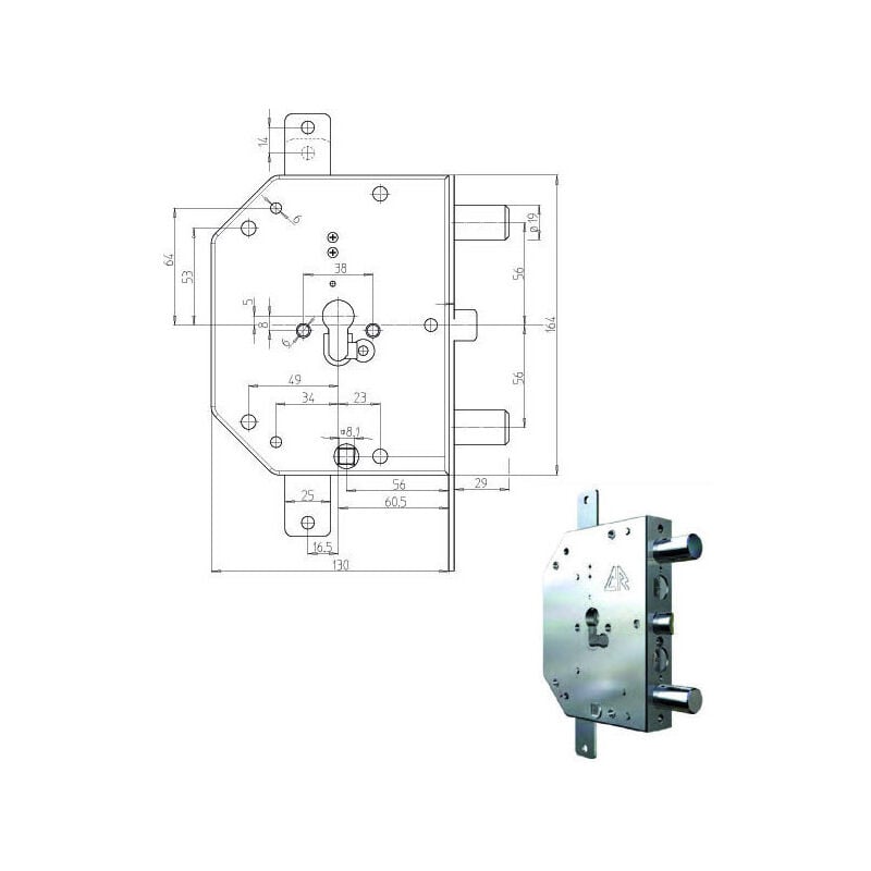 foto del prodotto cr serratura sic.triplice dx cil. 2155g 51