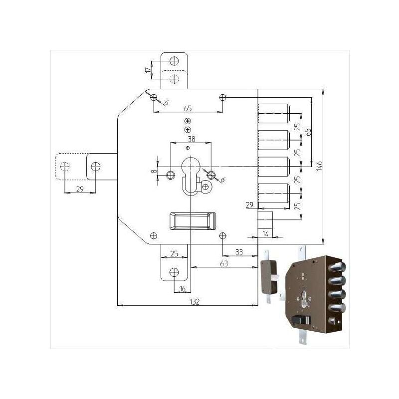 foto del prodotto cr serratura sicura quintuplice sx cilindro 2350pe mc