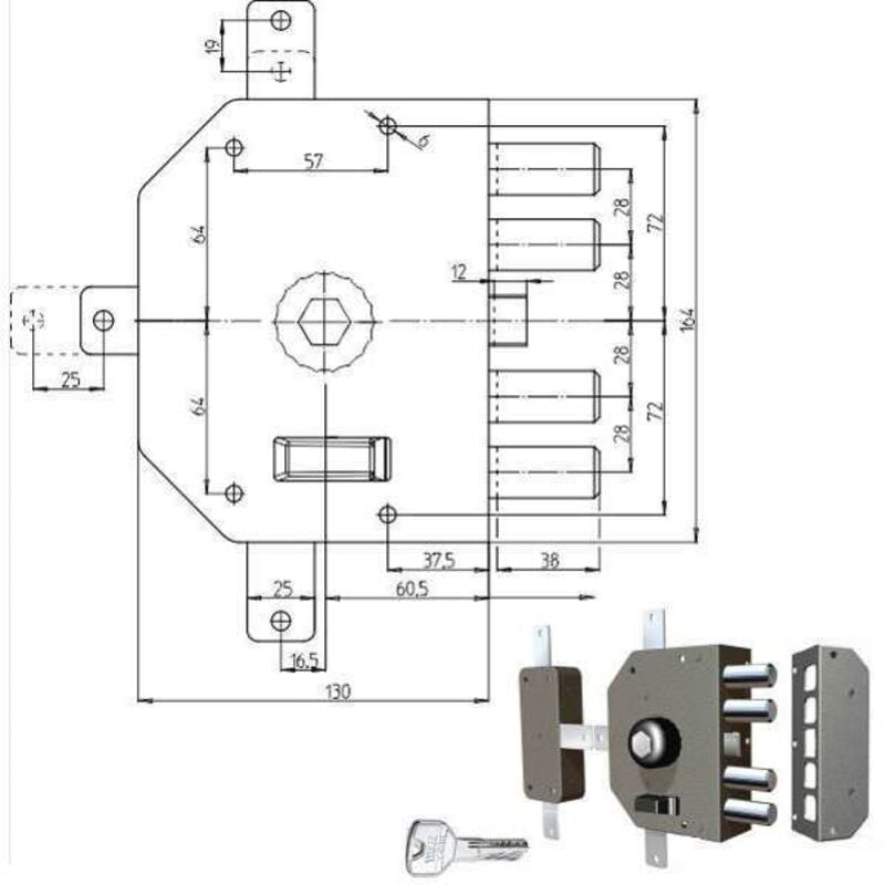 foto del prodotto cr - serratura sicura quintuplice sx pompa 3350p