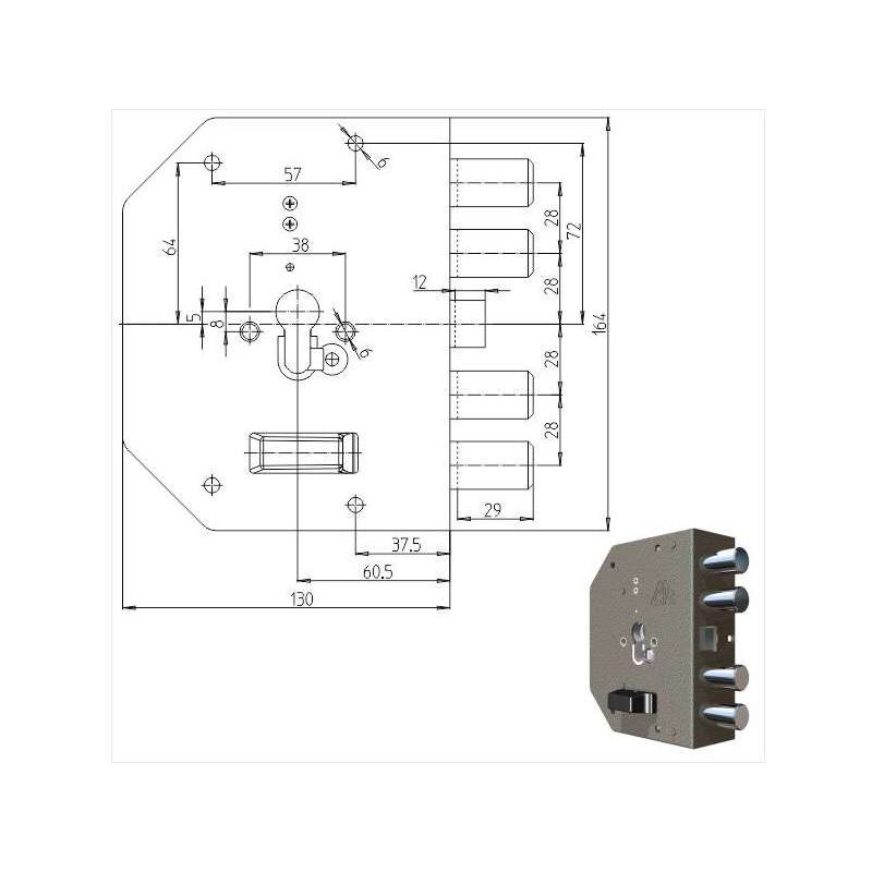 foto del prodotto cr serratura sicura semplice dx cilindro 2050pe