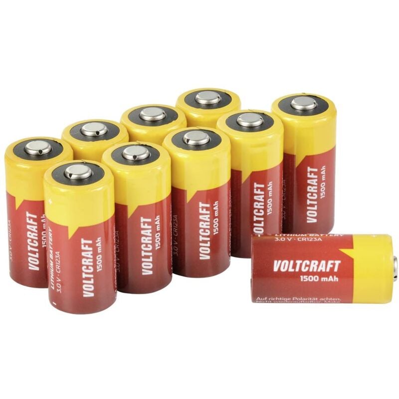 foto del prodotto cr123a 10pcs batteria per fotocamera cr 123a litio 1500 mah 3 v 10 pz. voltcraft