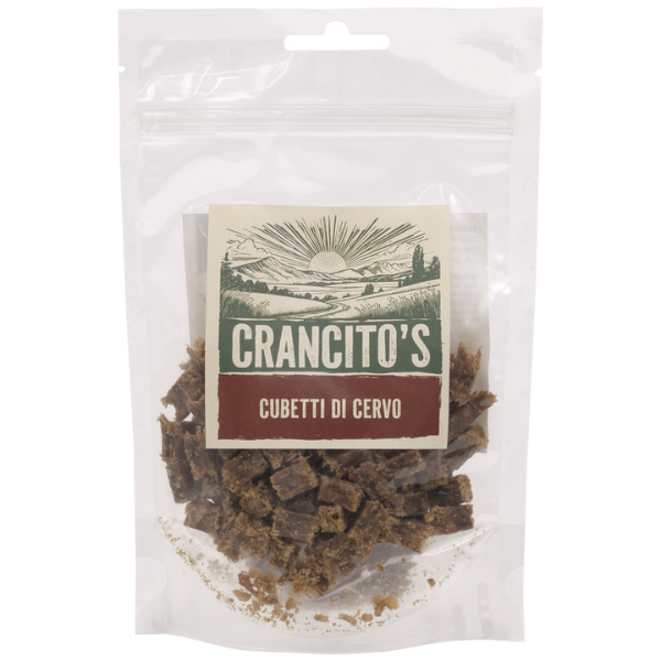 foto del prodotto crancito's snack naturale dog adult cubetti - cervo - 80 gr - 1 ordine scegli lo sconto bzr5 bzr20 200 punti fedeltà
