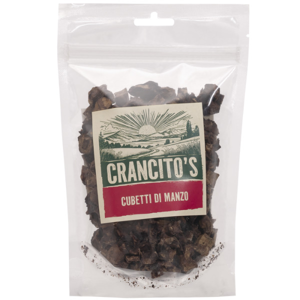 foto del prodotto crancito s snack naturale dog adult cubetti manzo 80 gr 1 ordine scegli lo sconto bzr5 bzr20 200 punti fedelt 