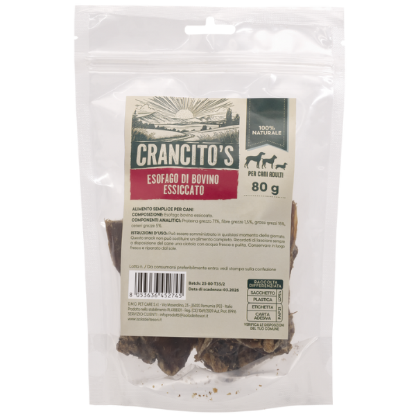 foto del prodotto crancito s snack naturale dog adult esofago piatto 80 gr 1 ordine scegli lo sconto bzr5 bzr20 200 punti fedelt 