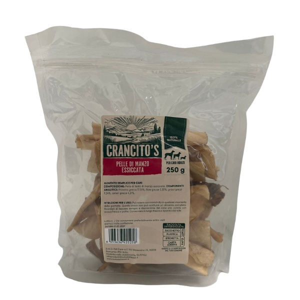 foto del prodotto crancito s snack naturale dog adult pelle di manzo essiccata 250 gr 1 ordine scegli lo sconto bzr5 bzr20 200 punti fedelt 