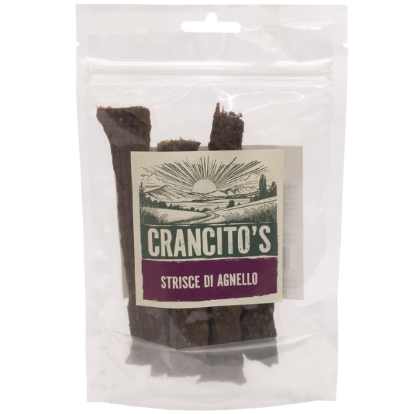 foto del prodotto crancito s snack naturale dog adult strisce agnello 80 gr 1 ordine scegli lo sconto bzr5 bzr20 200 punti fedelt 