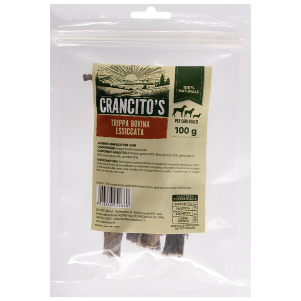 foto del prodotto crancito s snack naturale dog adult trippa bovina 100 gr 1 ordine scegli lo sconto bzr5 bzr20 200 punti fedelt 
