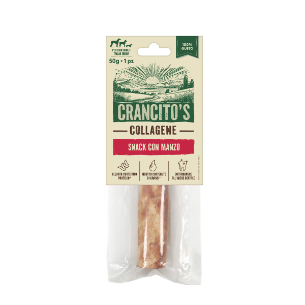 foto del prodotto crancito s stick collagene snack naturale per cani manzo 50 gr 1 ordine scegli lo sconto bzr5 bzr20 200 punti fedelt 