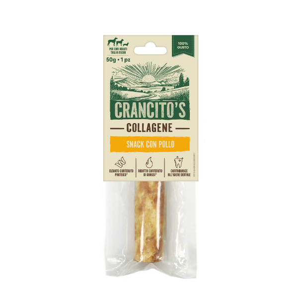 foto del prodotto crancito s stick collagene snack naturale per cani pollo 50 gr 1 ordine scegli lo sconto bzr5 bzr20 200 punti fedelt 