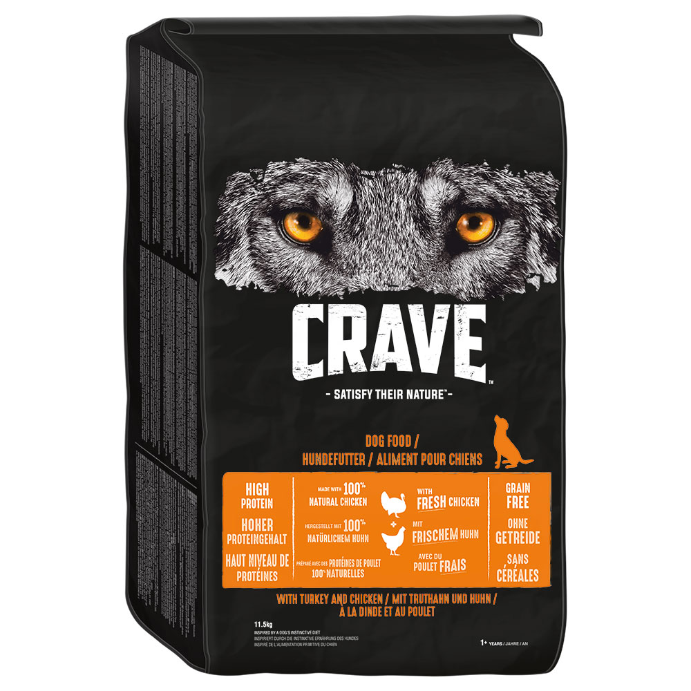 foto del prodotto crave adult dog con tacchino pollo crocchette per cane 11,5 kg