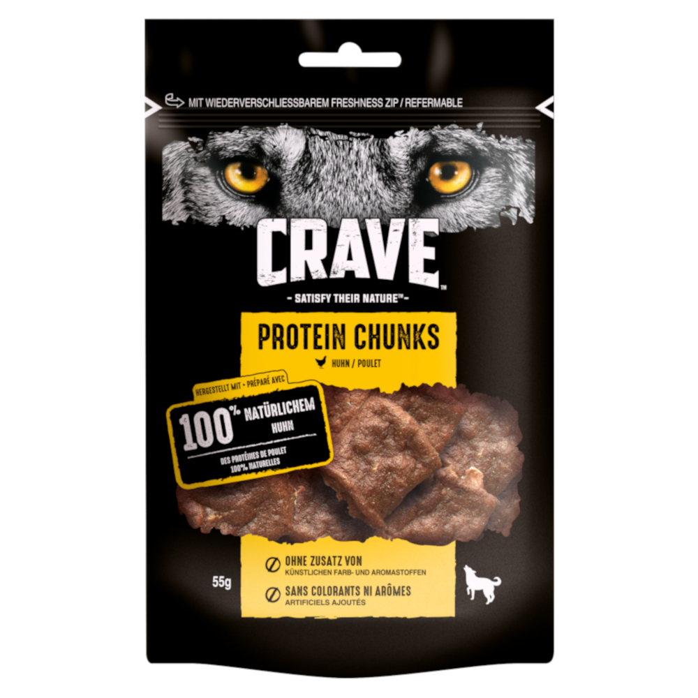 foto del prodotto crave protein chunks snack per cane 55 g pollo