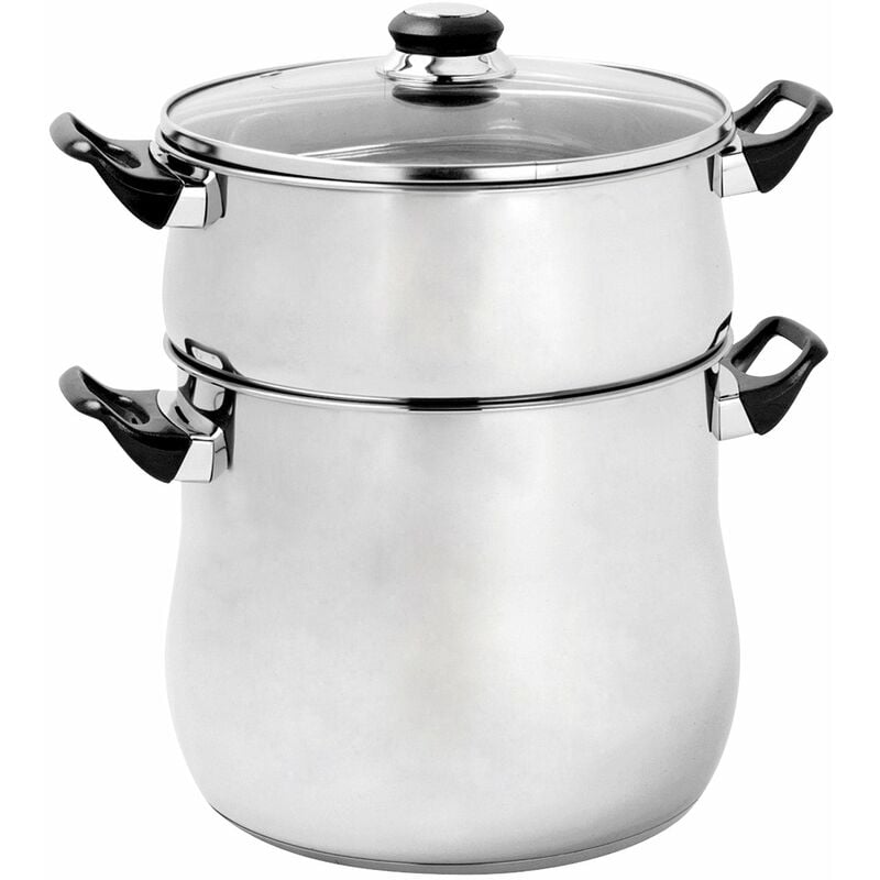 foto del prodotto crealys 504940, pentola per couscous con manici in bakelite, 12 l, diametro 24 cm, colore nero