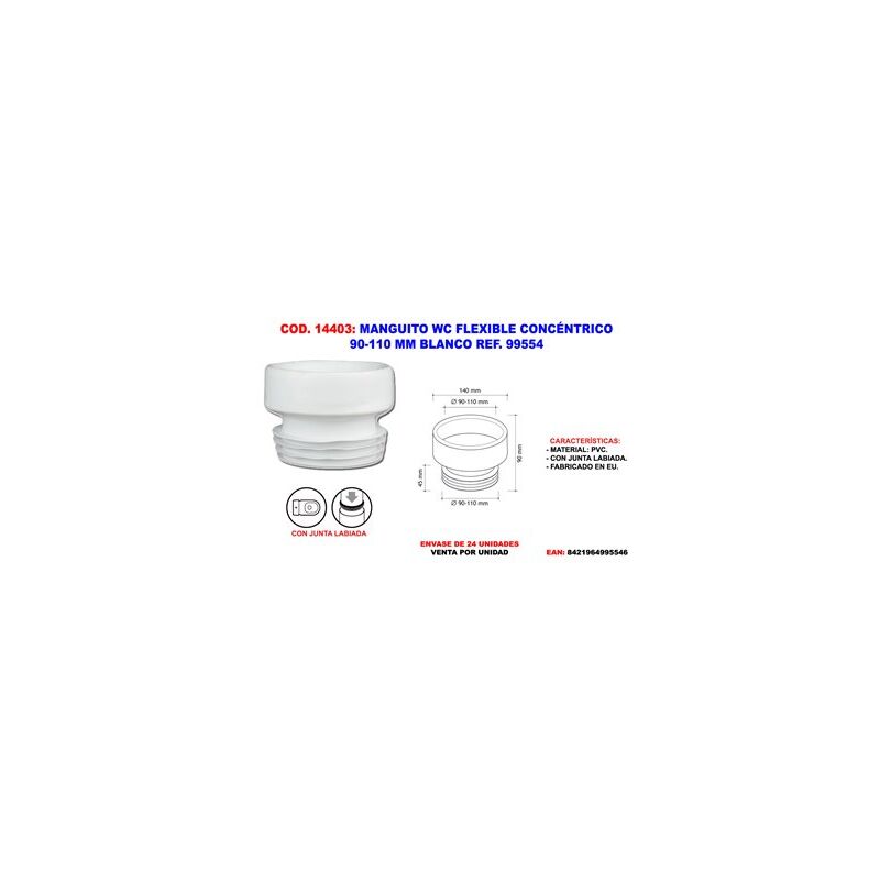 foto del prodotto crearplast tubo flessibile per wc concentrico 90 110 mm bianco rif. 99554