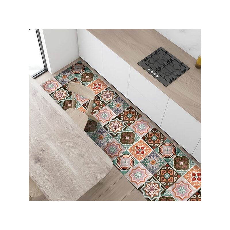 foto del prodotto crearreda tappeto da cucina antiscivolo in vinile piastrelle siciliane 50x240