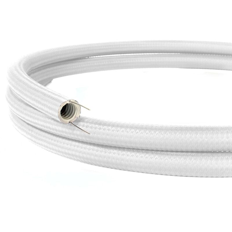 foto del prodotto creative cables creative tube, diametro 20 mm, rivestito in tessuto effetto seta rm01 bianco, canalina passacavi modellabile