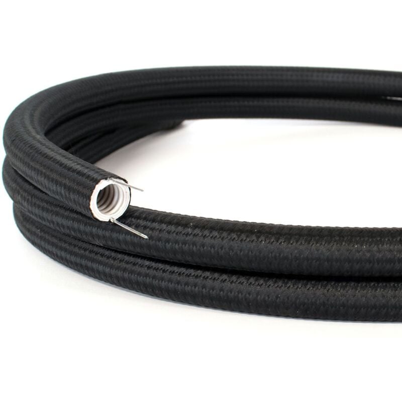 foto del prodotto creative cables creative tube, diametro 20 mm, rivestito in tessuto effetto seta rm04 nero, canalina passacavi modellabile