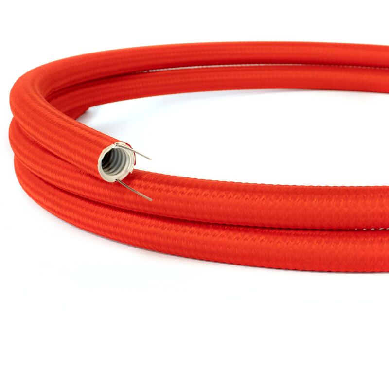 foto del prodotto creative cables creative tube, diametro 20 mm, rivestito in tessuto effetto seta rm09 rosso, canalina passacavi modellabile