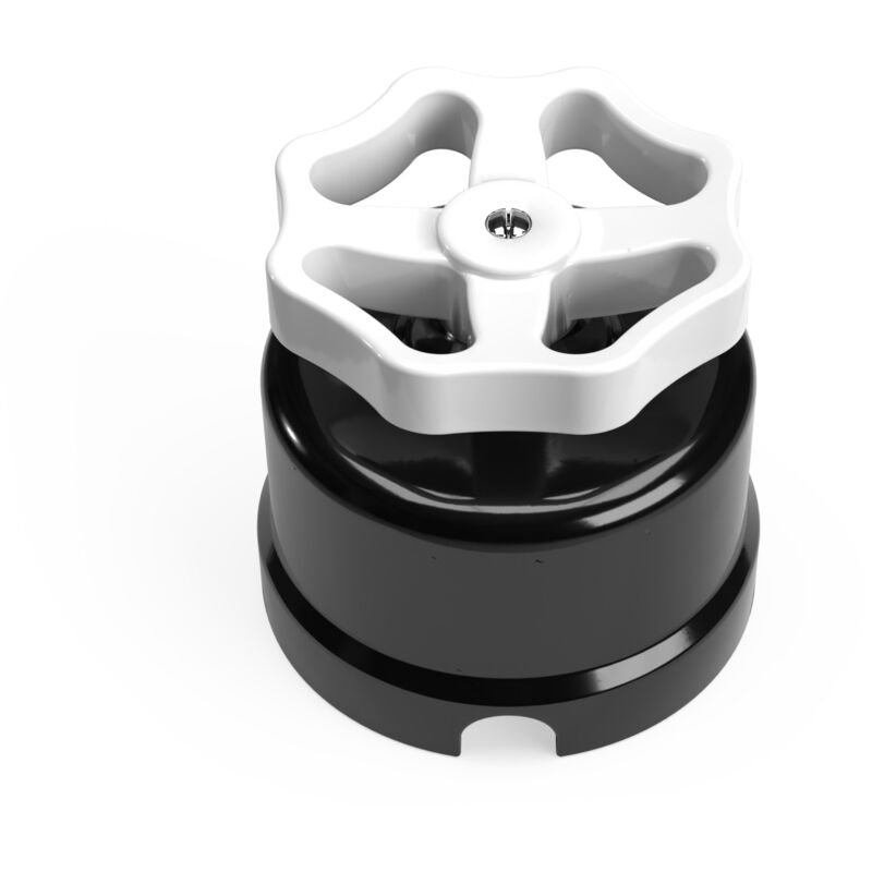 foto del prodotto creative cables interruttore deviatore in porcellana nero con manopola bianco