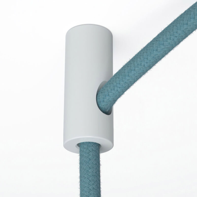 foto del prodotto creative cables italia decentratore gancio a soffitto per cavo elettrico tessile con fermo bianco dcs01bia