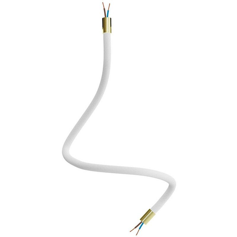 foto del prodotto creative cables - kit creative flex tubo flessibile di estensione rivestito in tessuto rm01 bianco con terminali metallici bronzo satinato - 60 cm