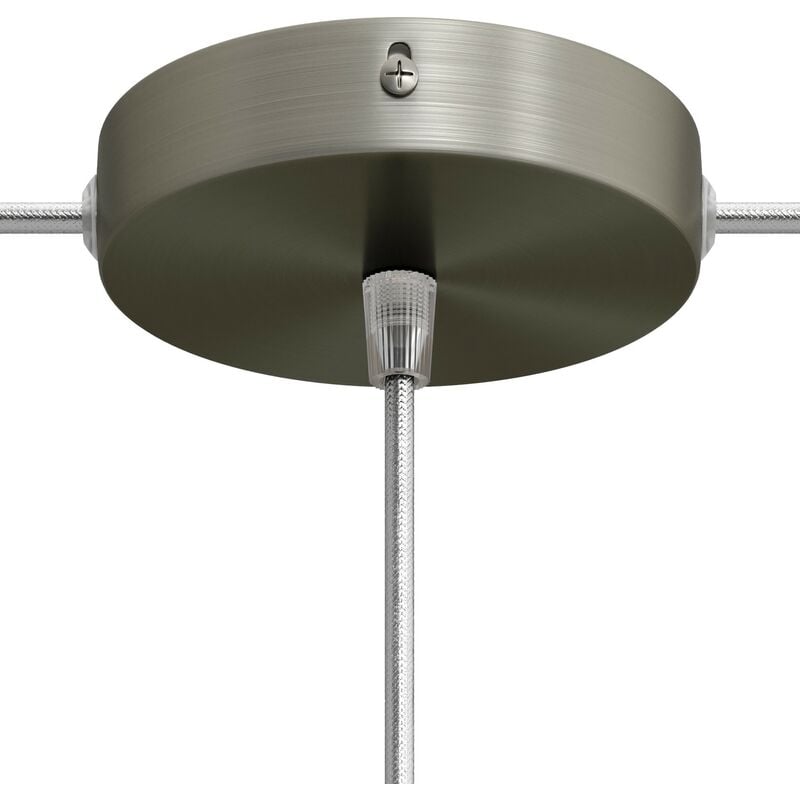 foto del prodotto creative cables - kit rosone cilindrico in metallo a 1 foro centrale e 2 fori laterali