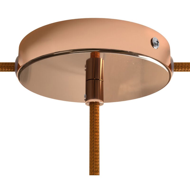 foto del prodotto creative cables - kit rosone cilindrico in metallo a 1 foro centrale e 2 fori laterali cilindrico - rame