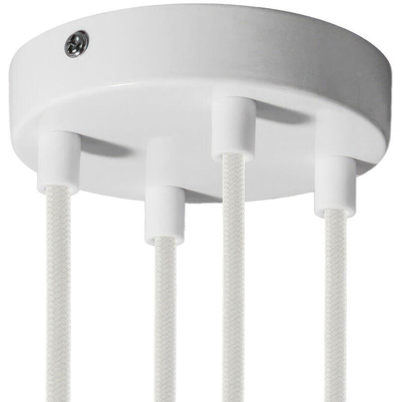 foto del prodotto creative cables kit rosone cilindrico in metallo a 4 fori cilindrico bianco lucido