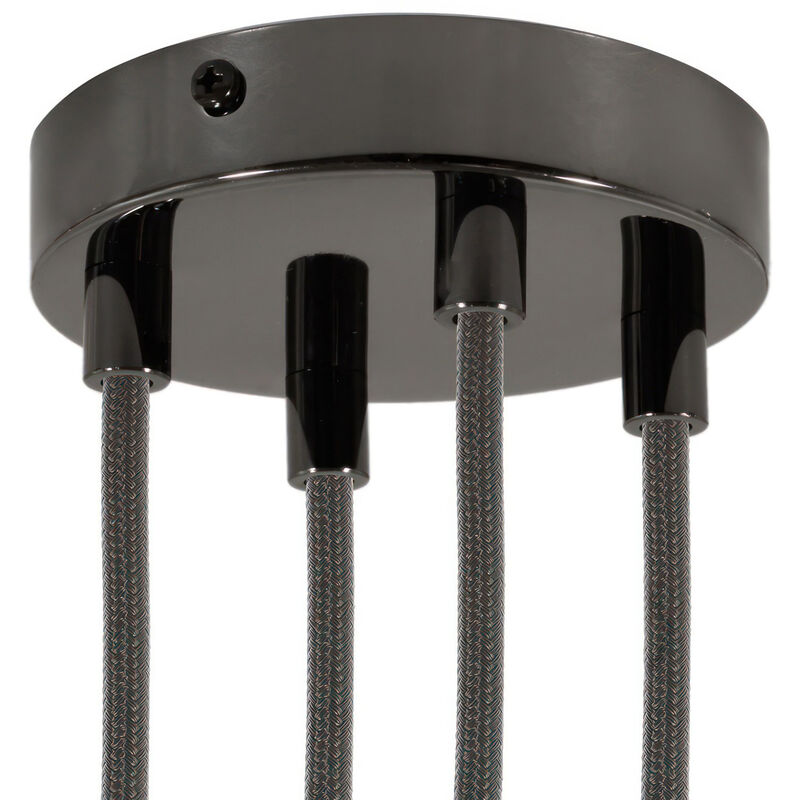 foto del prodotto creative cables kit rosone cilindrico in metallo a 4 fori cilindrico nero perla