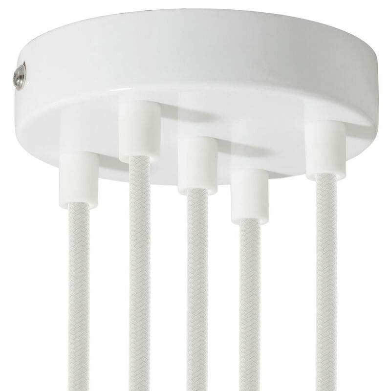 foto del prodotto creative cables kit rosone cilindrico in metallo a 5 fori cilindrico bianco lucido