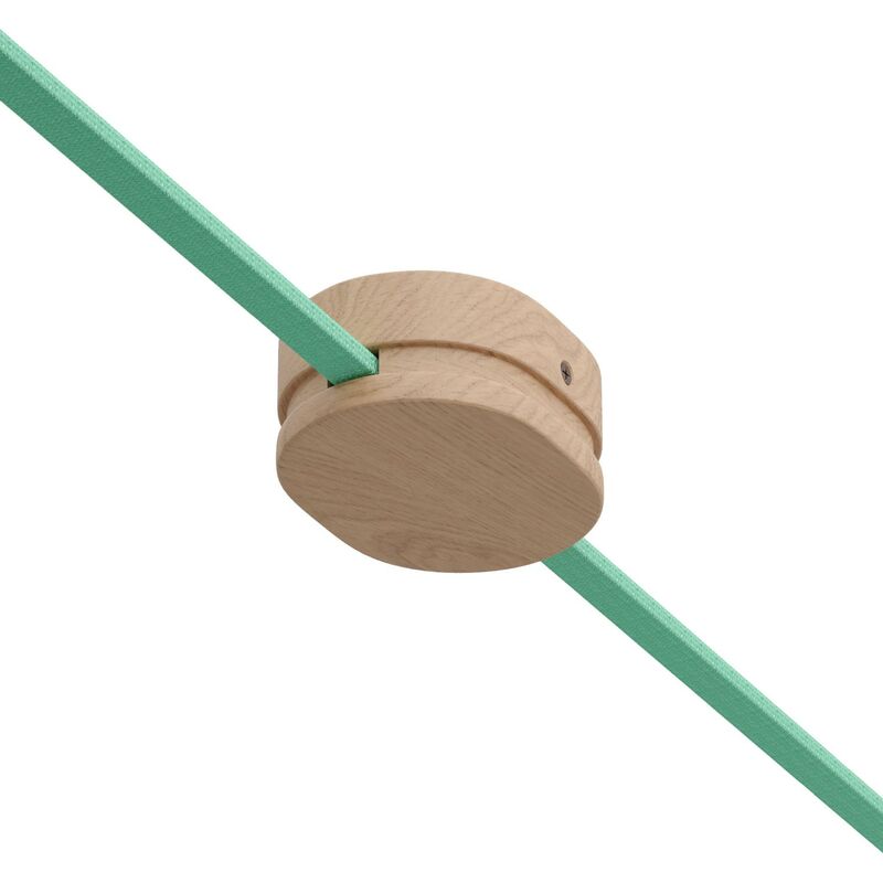 foto del prodotto creative cables rosone ovale in legno con 2 fori laterali per cavo per catenaria e sistema fil . made in italy