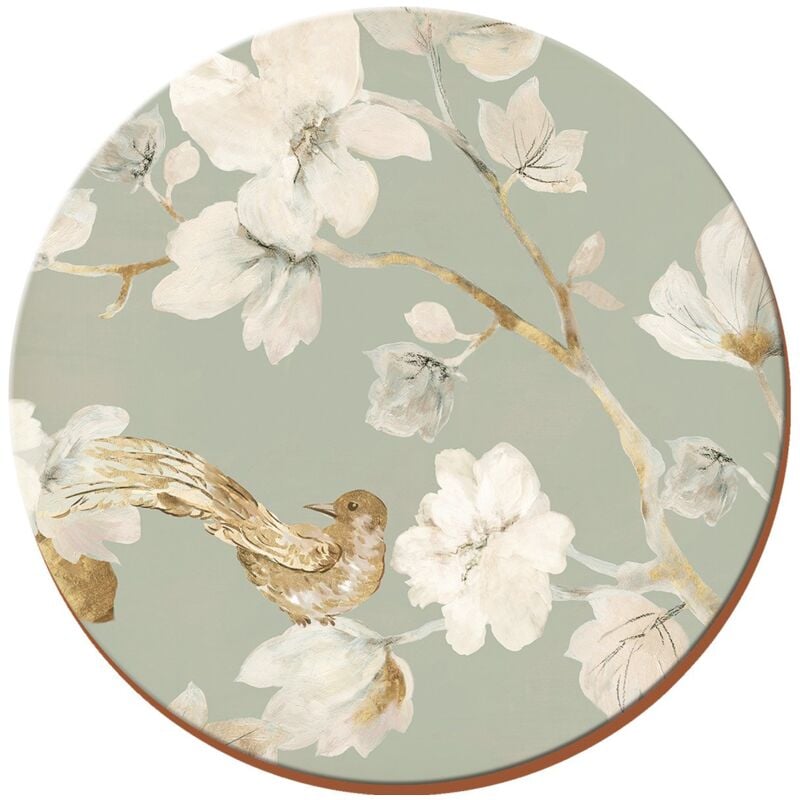 foto del prodotto creative tops cesto per uova a forma di anatra con uccellino floreale con retro in sughero tovagliette all americana tonde, set da 4