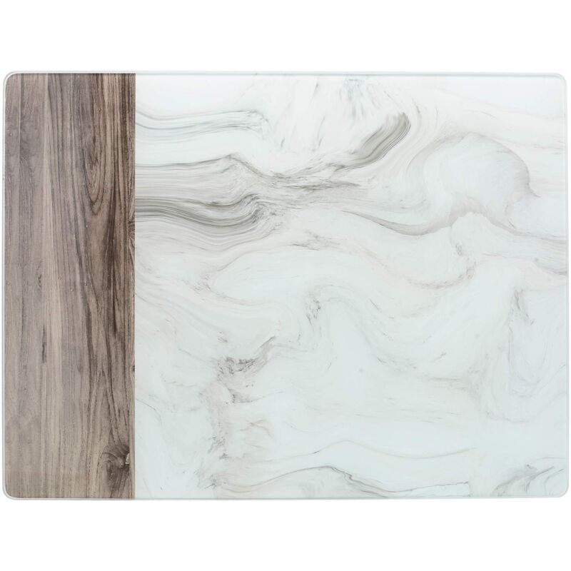 foto del prodotto creative tops protezione per piano di lavoro in vetro, con design in marmo bianco e legno, 40 x 30 cm, colore bianco grigio