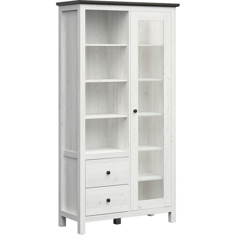 foto del prodotto credenza 1 anta 2 cassetti duck bianco con patina marrone scuro 203cm