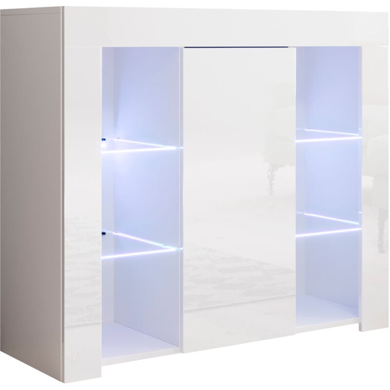 foto del prodotto credenza 1 anta con led madia moderna soggiorno mobiletto sala da pranza buffet cucina 94x83x35cm modello lilian